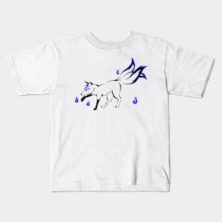 Kitsune (blue) Kids T-Shirt